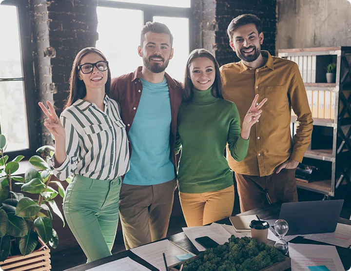 Happy clients sharing testimonials